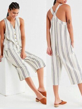 Urban Outfitters Jordan Jumpsuit 100% Cotton Sleeveless Striped